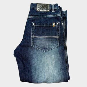 Vintage SouthPole Jeans sz 34 Dark Blue Wash Wide Leg #4180 Y2K (fits 34x30)